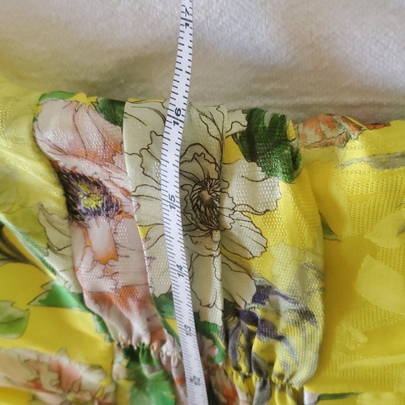 Anthropologie Sparrow Silky Floral Yellow Slit Hems Midi Sz. 12 Dress NWT - Picture 13 of 13